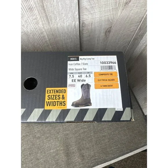 Ariat Big Rig Composite Toe Work Boots Mens Size 7.5 EE Wide Waterproof Leather - Picture 14 of 15